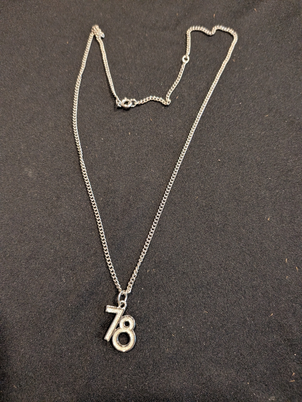 Vintage 1978s Avon SilverTone '78' Pendant Necklace 10" - Birthday Year